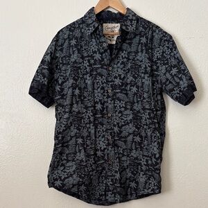 Coastal Blue Black Short-Sleeve Floral Button-Down Shirt